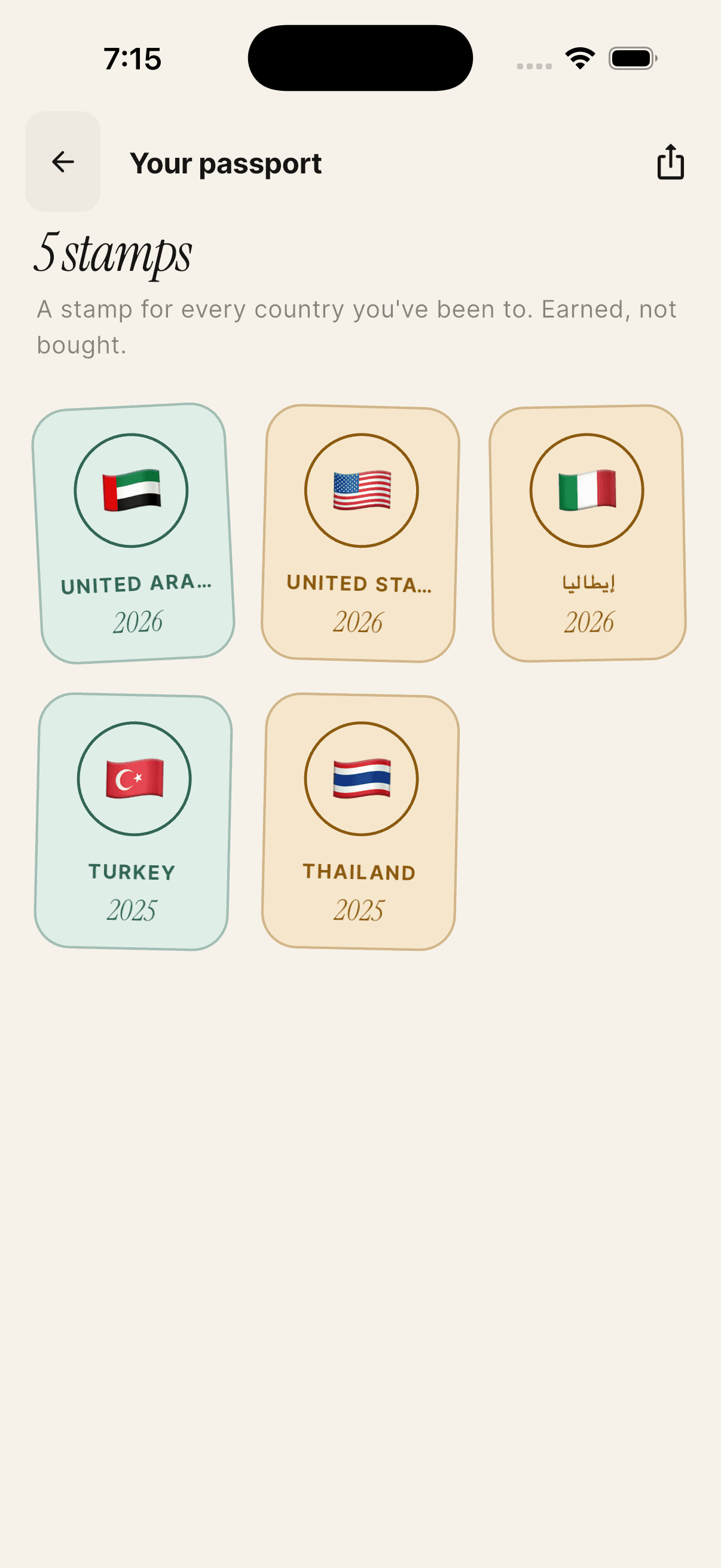 Earn a stamp for every country